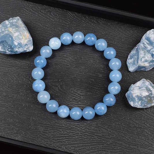 Maya -  Natuurlijke Aquamarijn Kwarts Kralen Armband